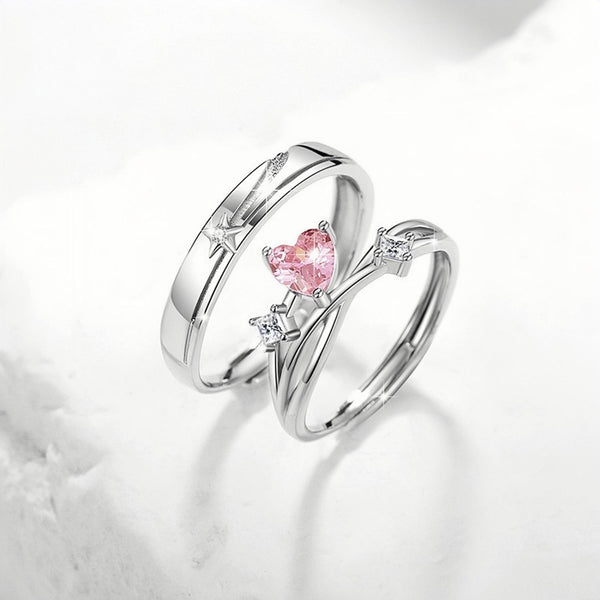 Adjustable Heartbeat Infinity Promise Rings For Couples In