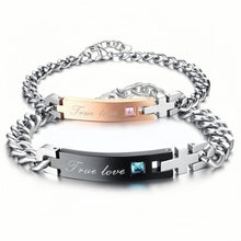Engravable True Love Matching Bracelets For Couples In Titanium - CoupleSets