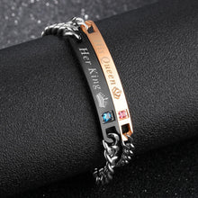 Unique Her King His Queen Matching Couples Bracelets In Titanium - CoupleSets