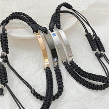 Engravable Unique Black And Rose Rope Chain Couple Bracelets In Titanium - CoupleSets