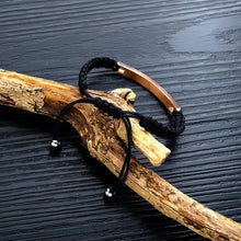 Engravable Unique Black And Rose Rope Chain Couple Bracelets In Titanium - CoupleSets