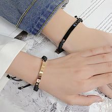 Engravable Unique Black And Rose Rope Chain Couple Bracelets In Titanium - CoupleSets