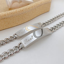 Engravable Real Love Matching Heart Couple Bracelets In Titanium - CoupleSets