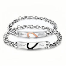 Engravable Real Love Matching Heart Couple Bracelets In Titanium - CoupleSets