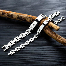 Engravable Silver Magnetic Couples Bracelet In Titanium - CoupleSets