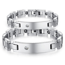 Engravable Silver Magnetic Couples Bracelet In Titanium - CoupleSets
