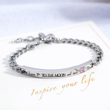 Engravable Love You To The Moon And Back Matching Couple Bracelets In Titanium - CoupleSets