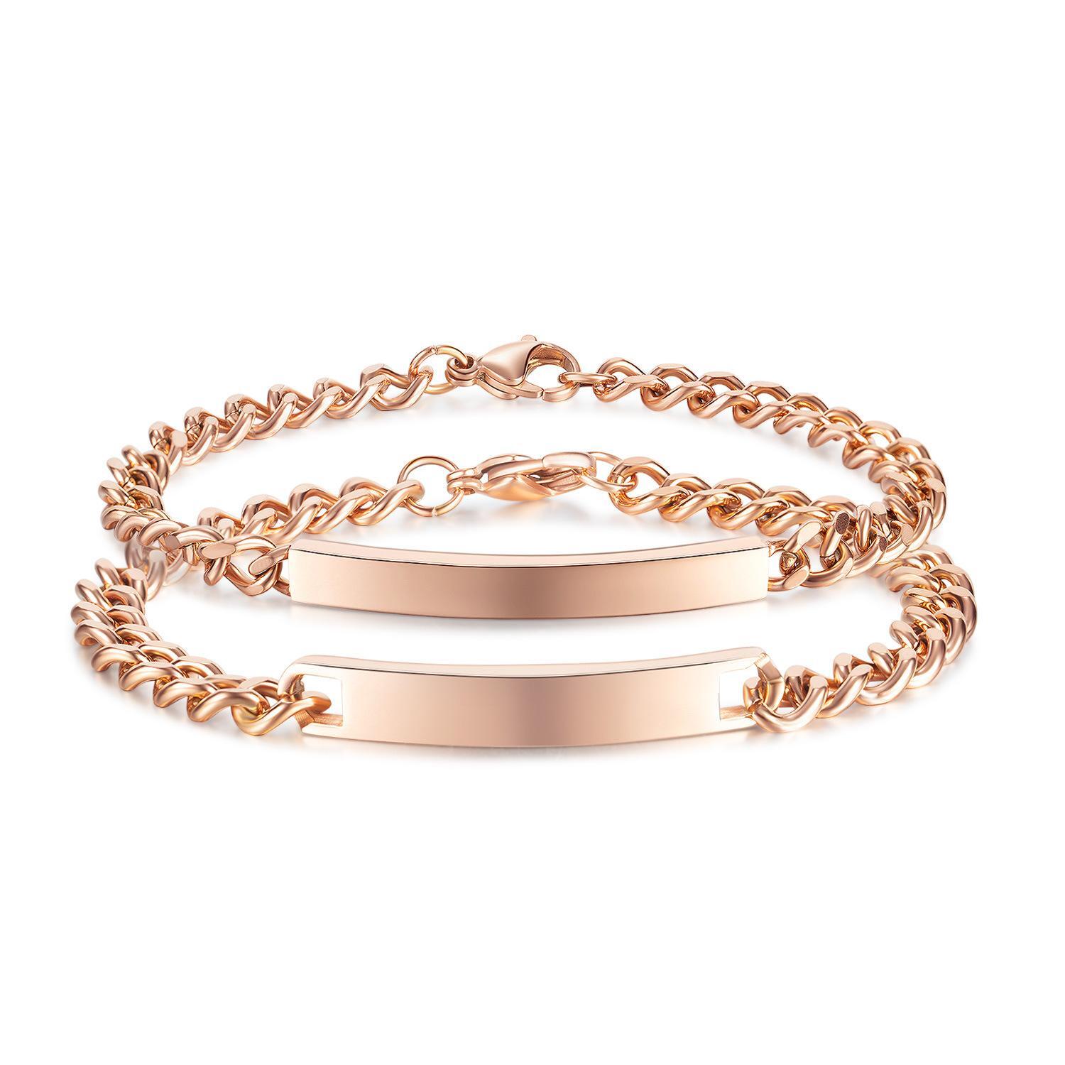 Engravable Simple Matching Bracelets For Couples In Titanium - CoupleSets