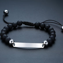 Engravable Matching Beaded Bracelets For Couples In Titanium - CoupleSets