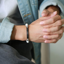 Engravable Matching Beaded Bracelets For Couples In Titanium - CoupleSets