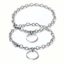 Engravable Simple Matching Charm Bracelets For Couples In Titanium - CoupleSets