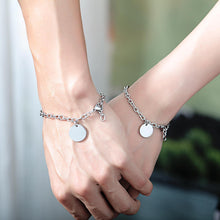 Engravable Simple Matching Charm Bracelets For Couples In Titanium - CoupleSets