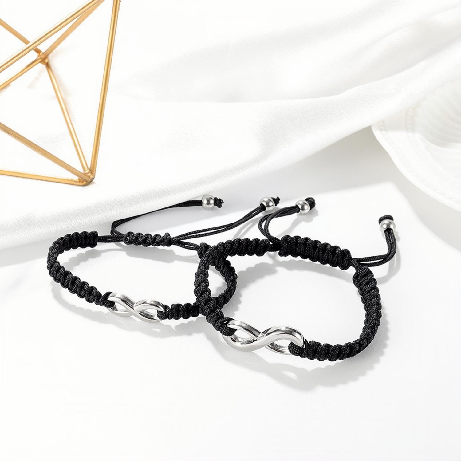 Unique Matching Infinity Charm Bracelets For Couples In Titanium - CoupleSets