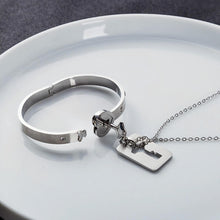 Unique Lock And Key Bracelet Necklace Set For Couples In Titanium - CoupleSets
