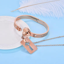 Unique Lock And Key Bracelet Necklace Set For Couples In Titanium - CoupleSets