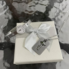Unique Lock And Key Bracelet Necklace Set For Couples In Titanium - CoupleSets
