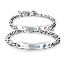 Unique Her King His Queen Matching Couple Bracelets In Titanium - CoupleSets