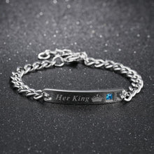 Unique Her King His Queen Matching Couple Bracelets In Titanium - CoupleSets