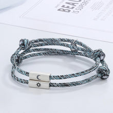Sun And Moon Matching Charm Magnetic Bracelet For Couples In Sterling Silver - CoupleSets