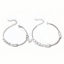 Unique Bosom Lover Matching Heart Charm Magnetic Couple Bracelets In Sterling Silver - CoupleSets