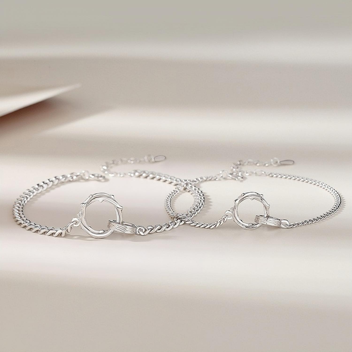 Unique Thorn Knot Matching Couple Bracelets In Sterling Silver - CoupleSets