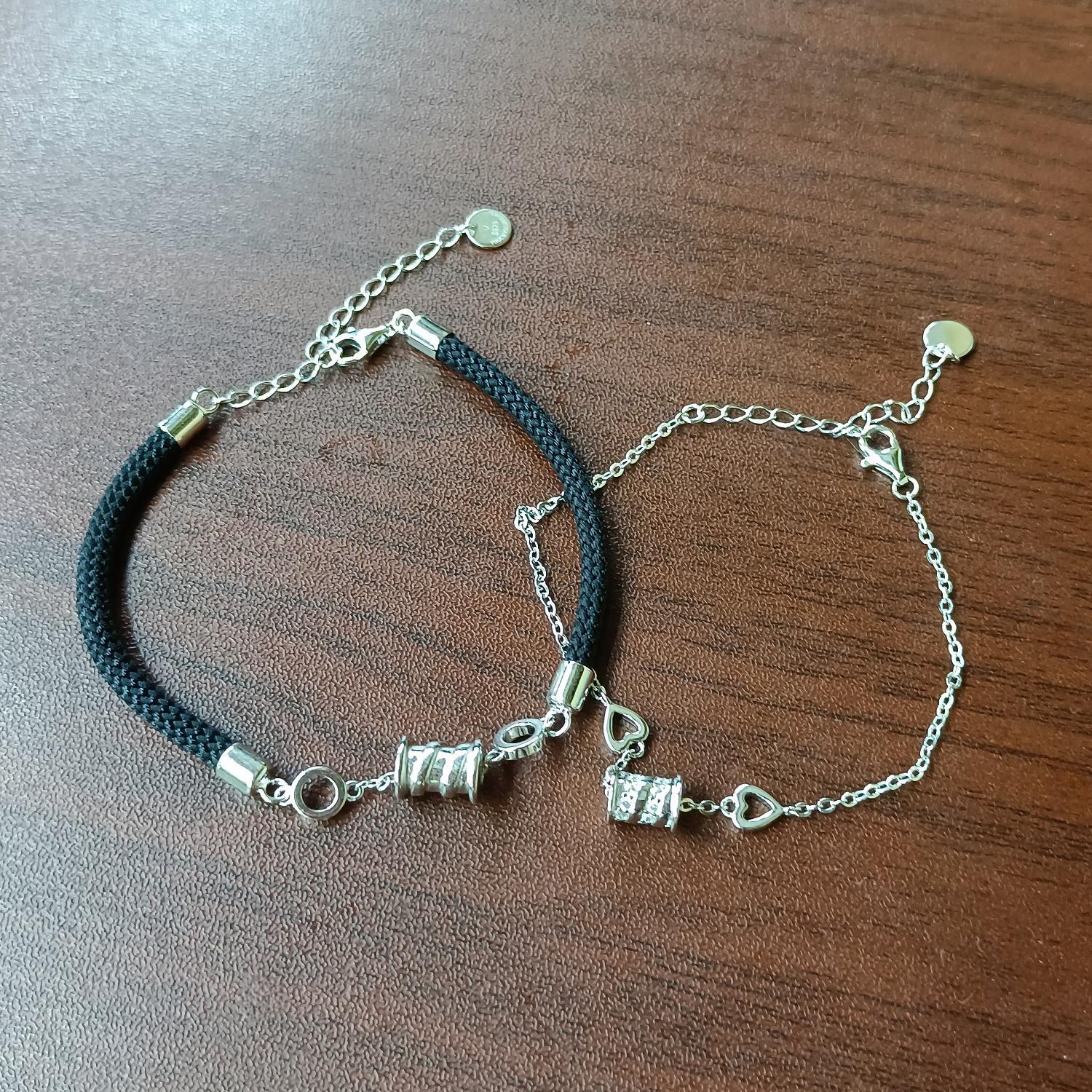 Unique Matching Couple Bracelets In Sterling Silver - CoupleSets