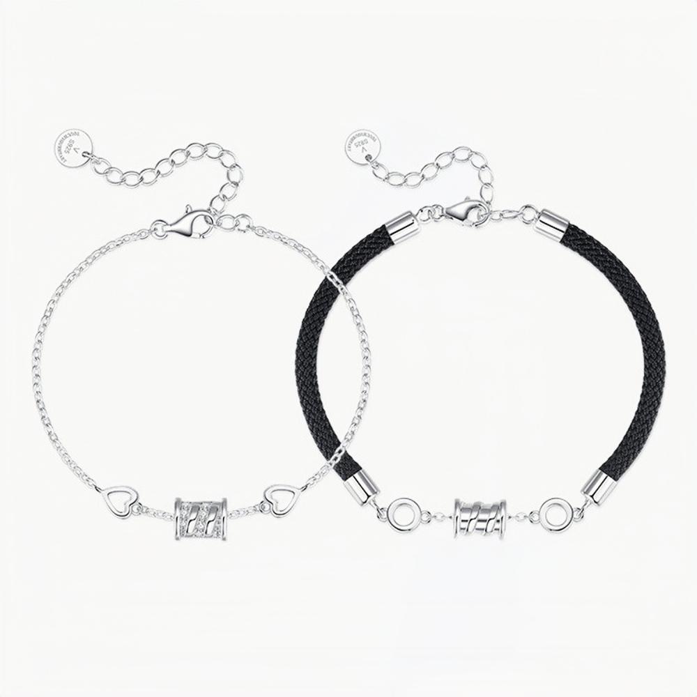 Unique Matching Couple Bracelets In Sterling Silver - CoupleSets