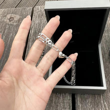 Matching Heart Magnetic Figaro Chains Bracelets For Couples In Sterling Silver - CoupleSets