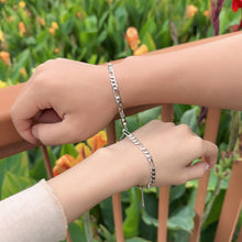 Matching Heart Magnetic Figaro Chains Bracelets For Couples In Sterling Silver - CoupleSets