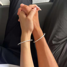 Adjustable Matching Frosted Couple Bangles In Sterling Silver - CoupleSets