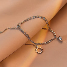 Sun And Moon Magnetic Heart Matching Charm Bracelets In Titanium