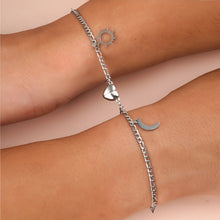 Sun And Moon Magnetic Heart Matching Charm Bracelets In Titanium
