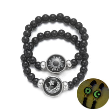 Sun And Moon Matching Glow In The Dark Beaded Bracelets For Couples