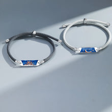 Sun And Moon Matching Couple Bracelets In Sterling Silver And Rope