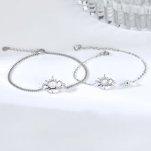Unique Sun And Moon Matching Chain Couple Bracelets In Sterling Silver