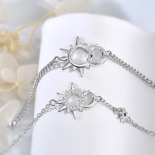 Unique Sun And Moon Matching Chain Couple Bracelets In Sterling Silver