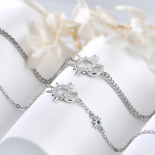 Unique Sun And Moon Matching Chain Couple Bracelets In Sterling Silver