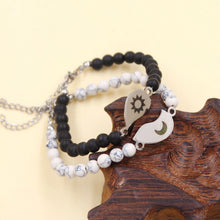 Engravable Sun And Moon Matching Heart Beaded Bracelets For Couples