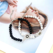 Engravable Sun And Moon Matching Heart Beaded Bracelets For Couples