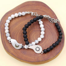 Engravable Sun And Moon Matching Heart Beaded Bracelets For Couples