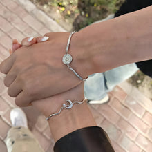 Engravable Sun And Moon Matching Couples Bracelets In Sterling Silver
