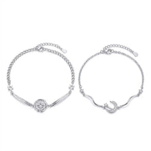 Engravable Sun And Moon Matching Couples Bracelets In Sterling Silver
