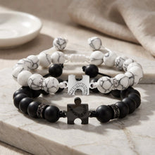 Engravable Matching Heart Charm Beaded Bracelets For Couples