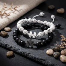 Engravable Matching Heart Charm Beaded Bracelets For Couples