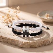 Engravable Matching Heart Charm Beaded Bracelets For Couples