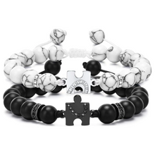 Engravable Matching Heart Charm Beaded Bracelets For Couples