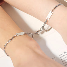 Engravable Matching Heart Magnetic Couple Bracelets In Titanium