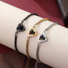 Matching Heart Photo Projection Bracelets For Couples In Titanium