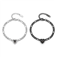 Matching Heart Photo Projection Bracelets For Couples In Titanium