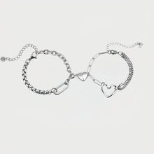 Unique Matching Heart Magnetic Couple Chain Bracelets In Titanium